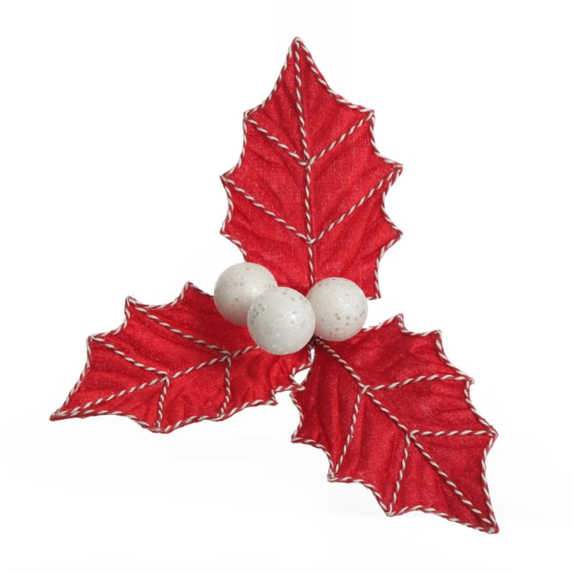 Red Christmas Holly Leaf Clip with Twine Trim Online