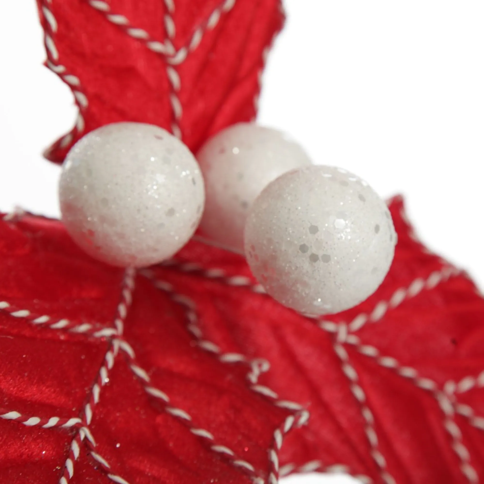 Red Christmas Holly Leaf Clip with Twine Trim Online