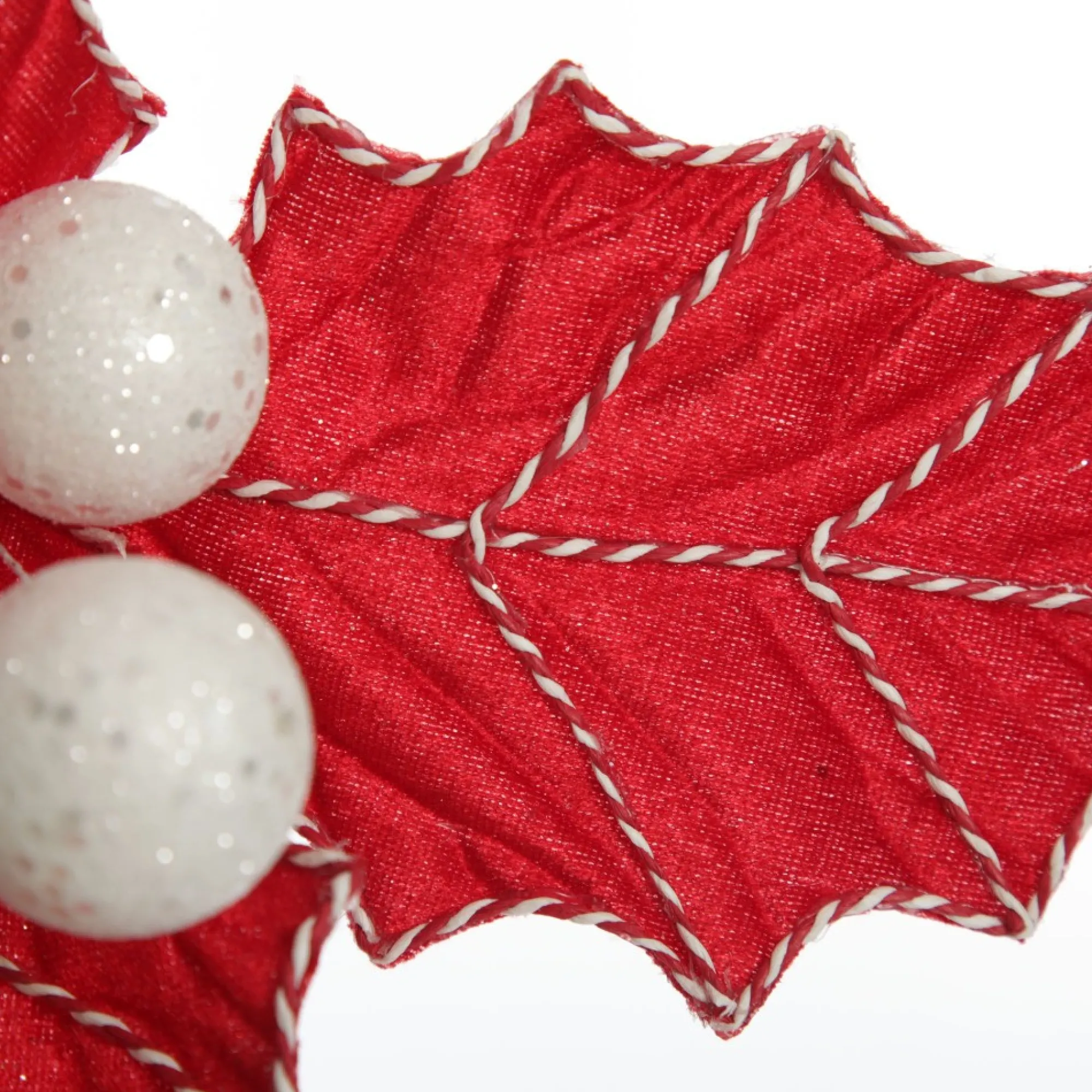 Red Christmas Holly Leaf Clip with Twine Trim Online