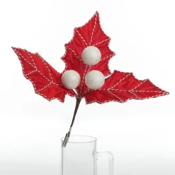 Red Christmas Holly Leaf Clip with Twine Trim Online