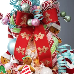 Red Christmas Ribbon Garland with Embroidered Gingerbread Sale