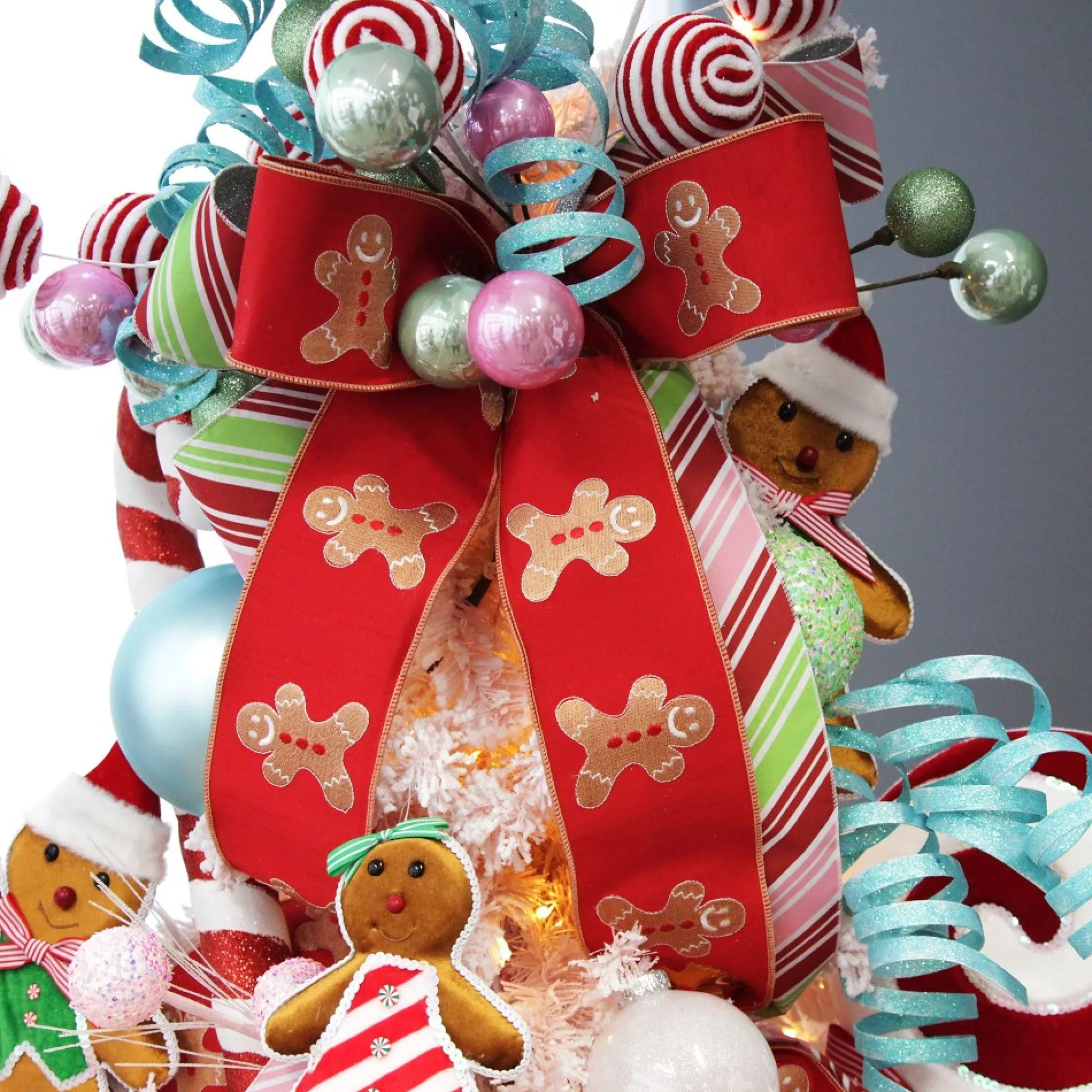 Red Christmas Ribbon Garland with Embroidered Gingerbread Sale