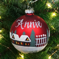 Red Christmas Village Bauble Clearance