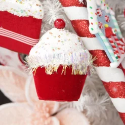 Red Cupcake with Frosting and Sprinkles Christmas Tree Decoration Online