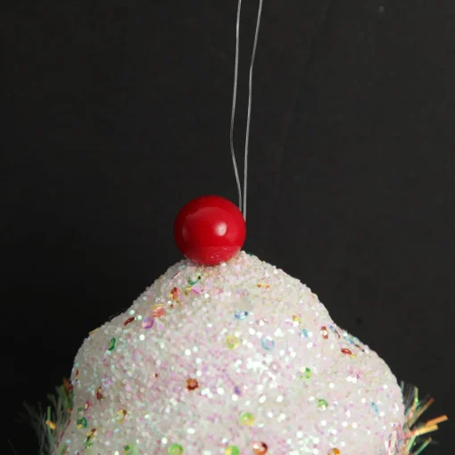 Red Cupcake with Frosting and Sprinkles Christmas Tree Decoration Online