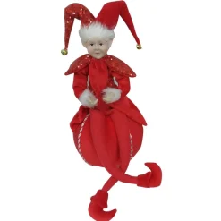 Red Elf on Bauble Christmas Ornament Outlet