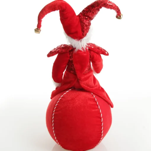 Red Elf on Bauble Christmas Ornament Outlet