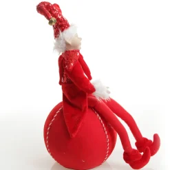 Red Elf on Bauble Christmas Ornament Outlet