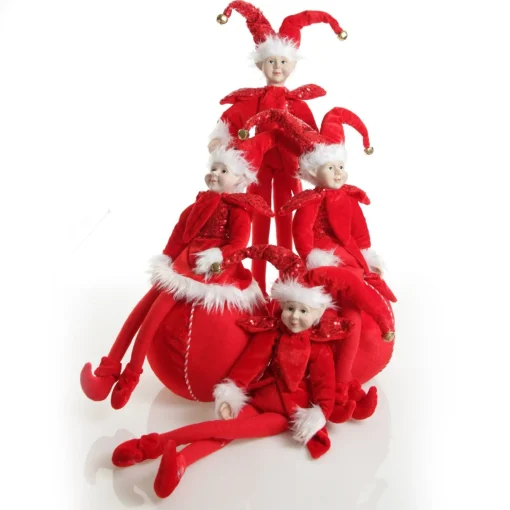 Red Elf on Bauble Christmas Ornament Outlet