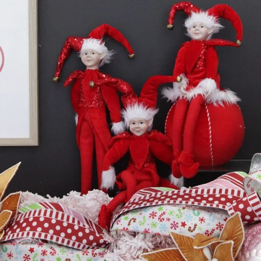 Red Elf on Bauble Christmas Ornament Outlet
