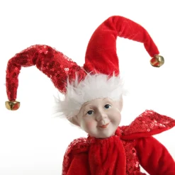 Red Elf on Bauble Christmas Ornament Outlet