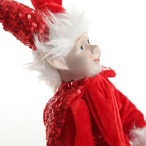 Red Elf on Bauble Christmas Ornament Outlet