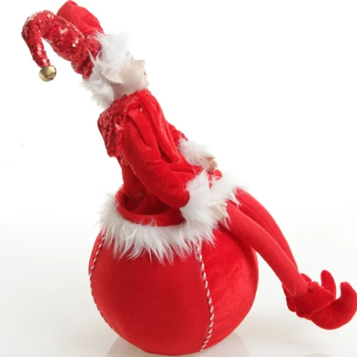 Red Elf on Bauble Christmas Ornament Outlet