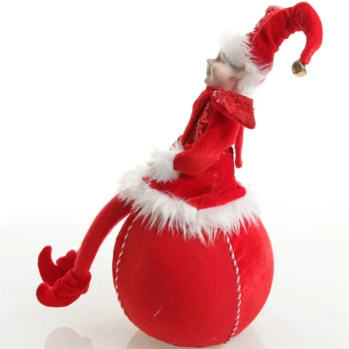 Red Elf on Bauble Christmas Ornament Outlet