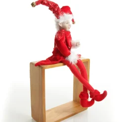 Red Elf Sitting Christmas Ornament Store