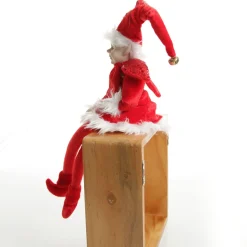 Red Elf Sitting Christmas Ornament Store