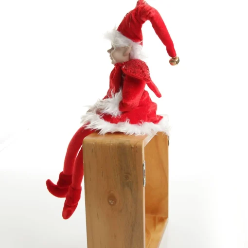 Red Elf Sitting Christmas Ornament Store