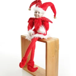 Red Elf Sitting Christmas Ornament Store