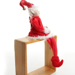 Red Elf Sitting Christmas Ornament Store