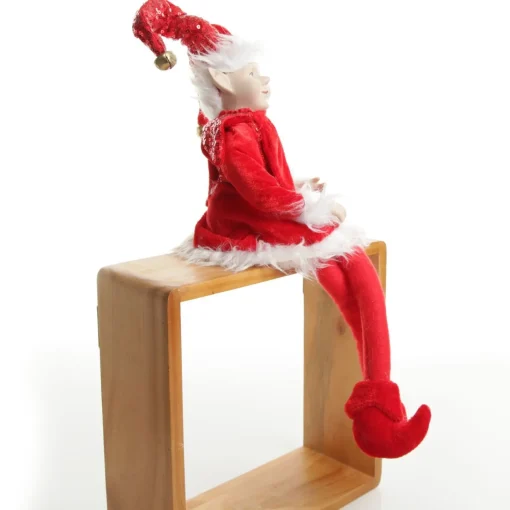 Red Elf Sitting Christmas Ornament Store