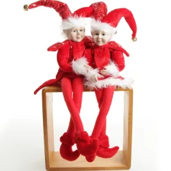 Red Elf Sitting Christmas Ornament Store