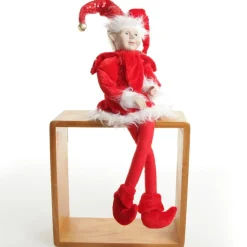 Red Elf Sitting Christmas Ornament Store