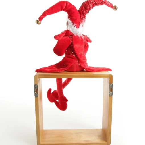 Red Elf Sitting Christmas Ornament Store