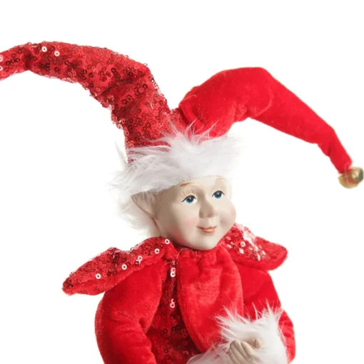 Red Elf Sitting Christmas Ornament Store