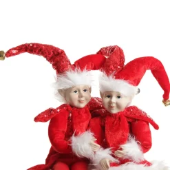 Red Elf Sitting Christmas Ornament Store