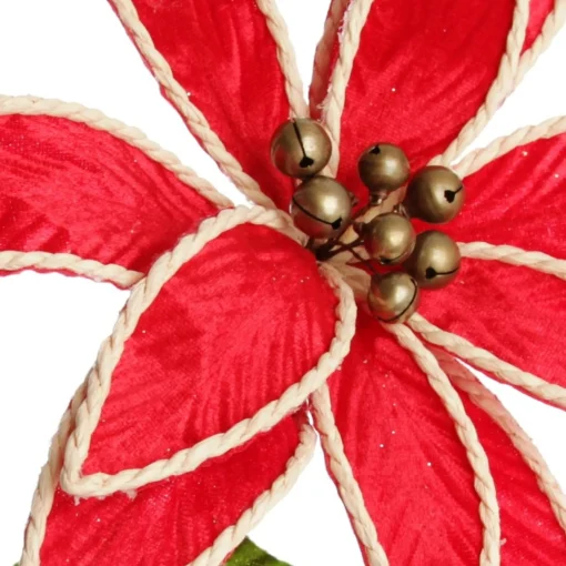 Red Embossed Flower with Rope Trim and Bells Fashion