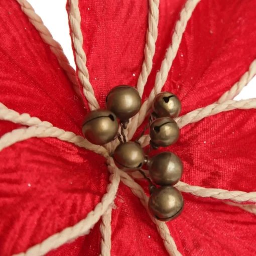 Red Embossed Flower with Rope Trim and Bells Fashion