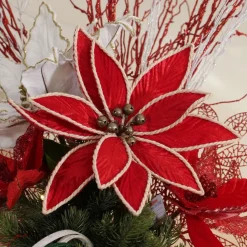 Red Embossed Flower with Rope Trim and Bells Fashion