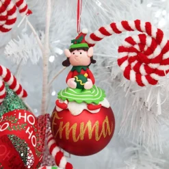 Red Girl Elf Christmas Character Bauble Clearance
