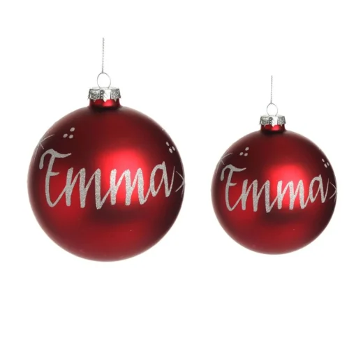 Red Glass Personalised Christmas Bauble Discount