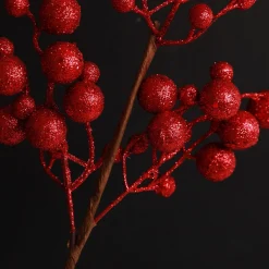 Red Glitter Berry Pick - Set of 2 Fashion