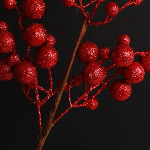 Red Glitter Berry Pick - Set of 2 Fashion