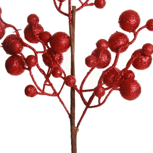 Red Glitter Berry Pick - Set of 2 Fashion