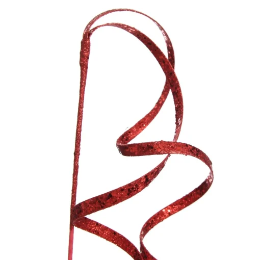 Red Glitter Curly Ribbon Christmas Pick Small Best