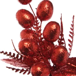 Red Glitter Fruit and Nut Christmas Picks - Set of 2 Clearance