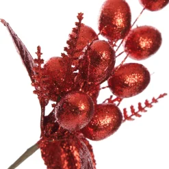 Red Glitter Fruit and Nut Christmas Picks - Set of 2 Clearance