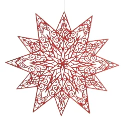 Red Glitter Hanging Christmas Star Sale