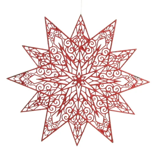 Red Glitter Hanging Christmas Star Sale