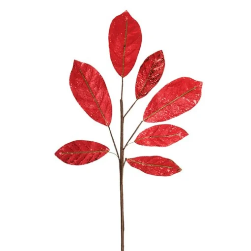 Red Glitter Leaf Spray Shop