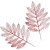 Red Glitter Mesh Leaf Pick - Set of 2 Hot