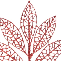 Red Glitter Mesh Leaf Pick - Set of 2 Hot