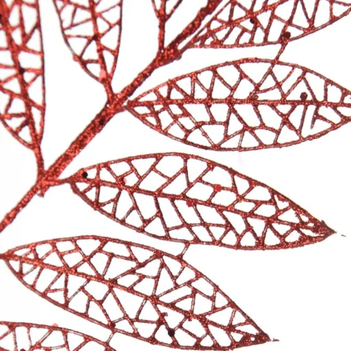 Red Glitter Mesh Leaf Spray Online