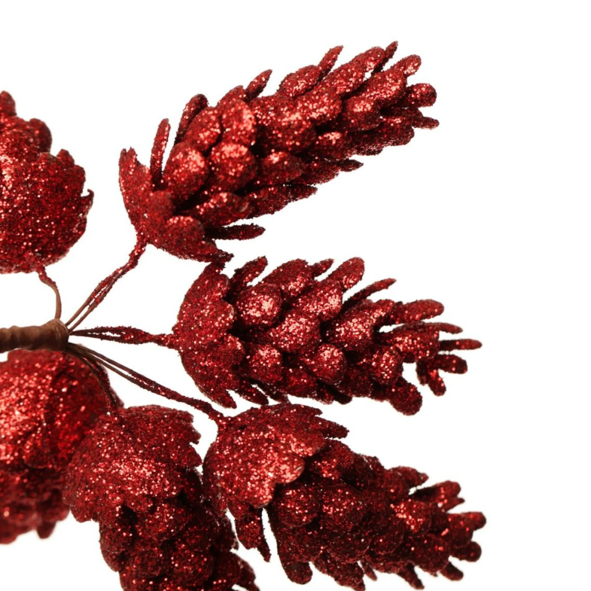 Red Glitter Pinecone Clusters - Set of 2 Flash Sale