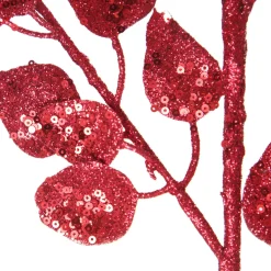 Red Glitter Sequin Leaf Spray Flash Sale