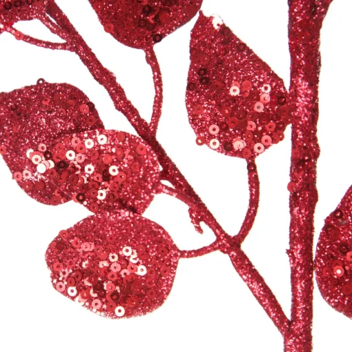 Red Glitter Sequin Leaf Spray Flash Sale
