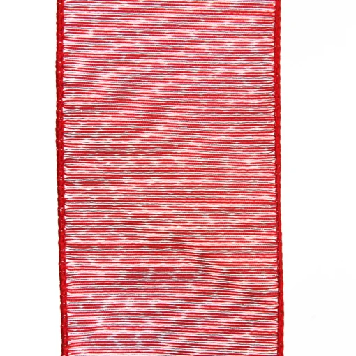 Red Glitter Sheer Stripe Wired Ribbon - 6.25cm Flash Sale